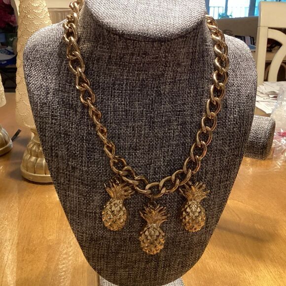 INC Brand (Macy’s) Bold Goldtone Chain and Pineapple Adjustable Necklace - Picture 2 of 7